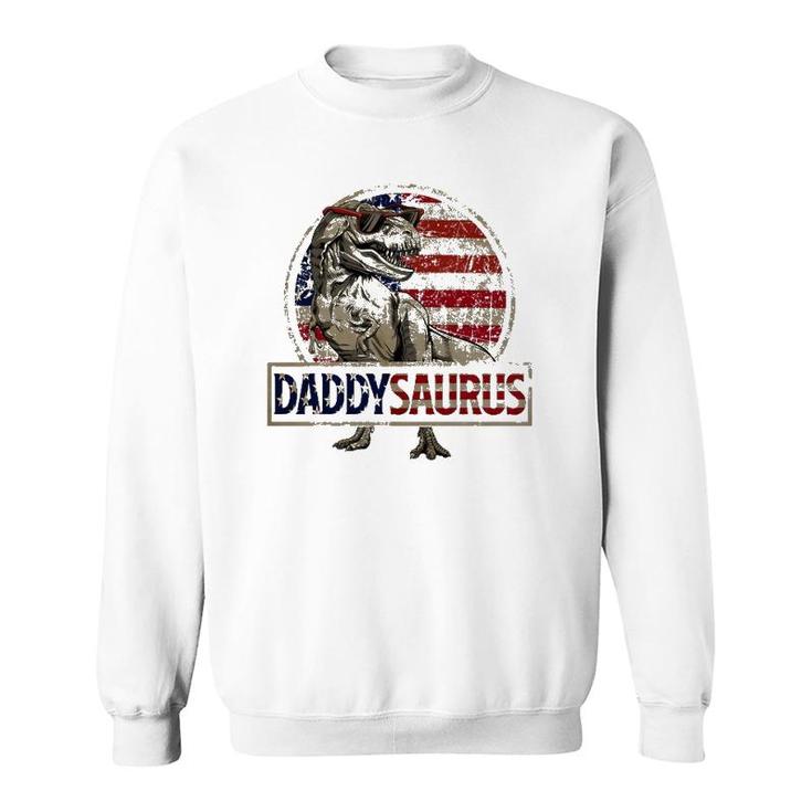 Daddysaurusrex Dinosaur American Flag Dad Father's Day Sweatshirt