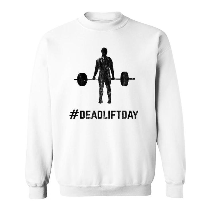 Deadlift Day Retro Vintage Barbell Gym Lifting Sweatshirt