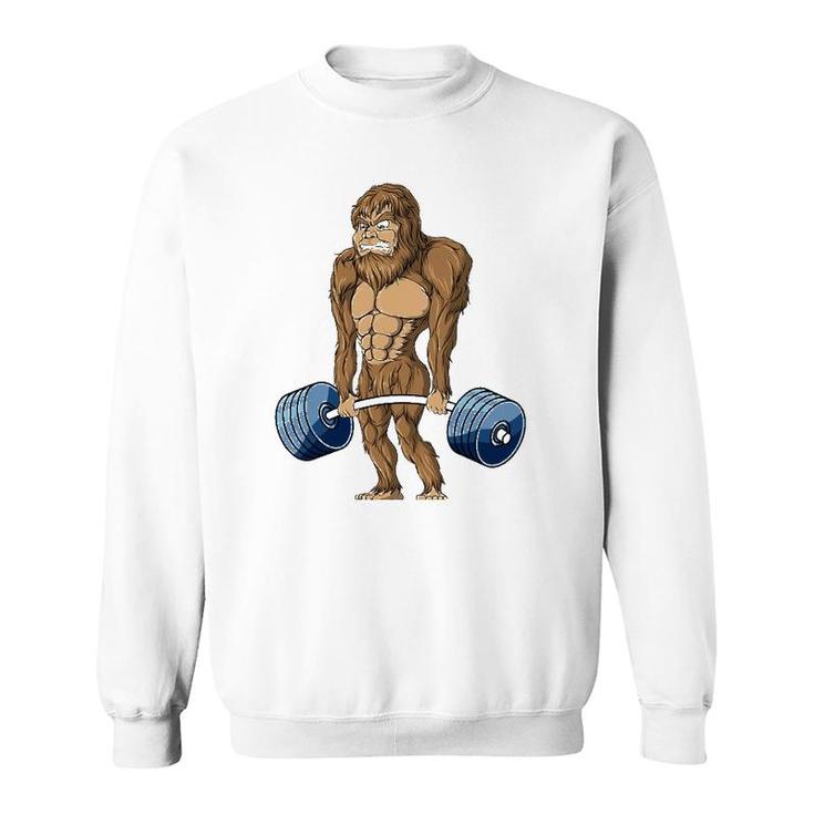 Deadlifting Sasquatch Bigfoot Weightlifting Workout Sweatshirt