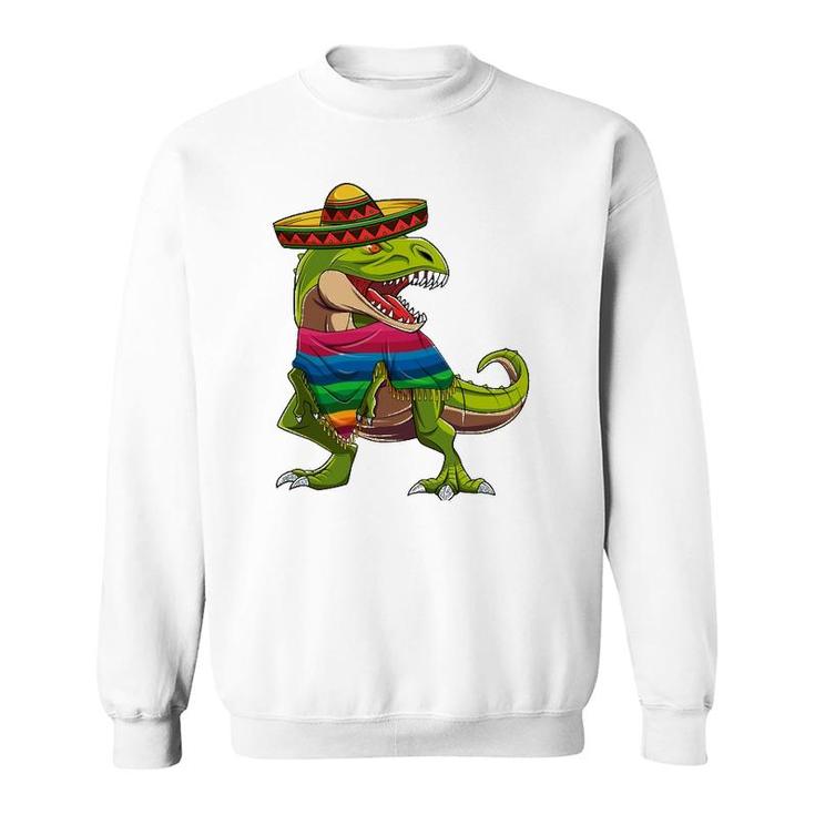 Dinosaur Mexican Poncho Sombrero Cinco De Mayo Boys Sweatshirt