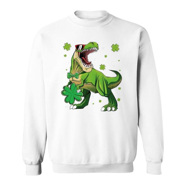 Dinosaurrex Kids Boys Lucky Shamrock StPatrick's Day Sweatshirt