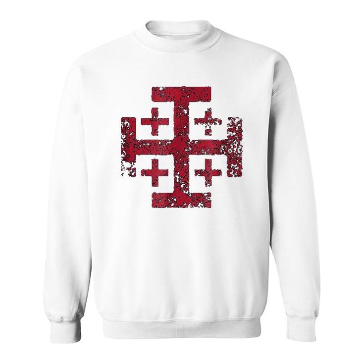 Distressed Jerusalem Cross Sweatshirt