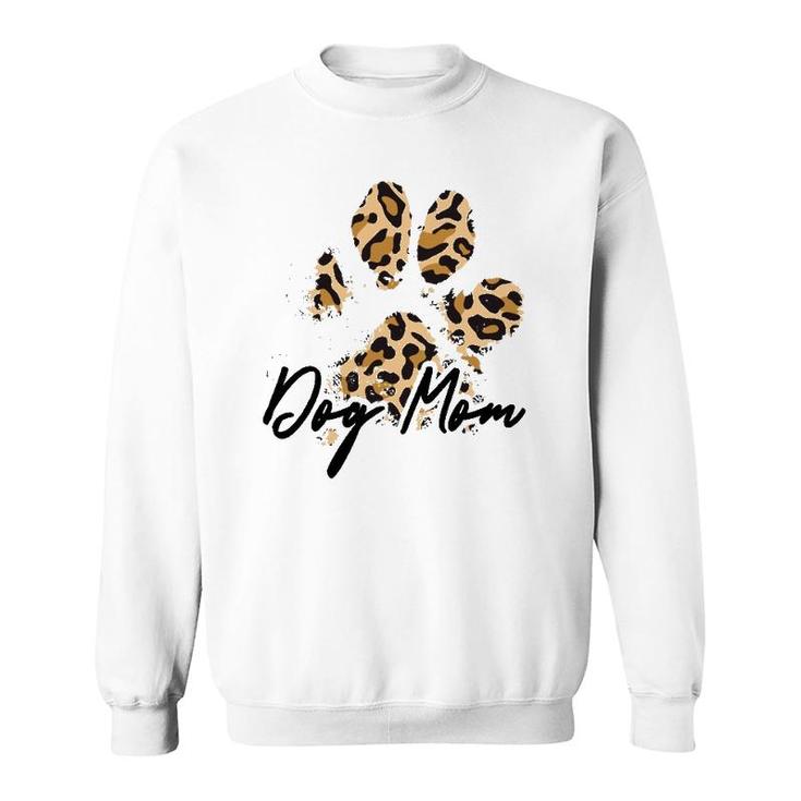 Dog Mom Gift Leopard Paw Print Fur Mama Sweatshirt