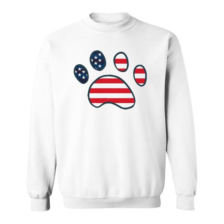 Dog Paw American Flag Patriotic Decor Outfit 4Th Of July Sweatshirt