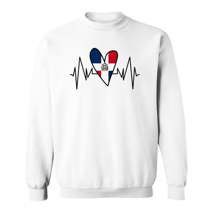 Dominican Flag Heartbeat Ekg Heart Sweatshirt