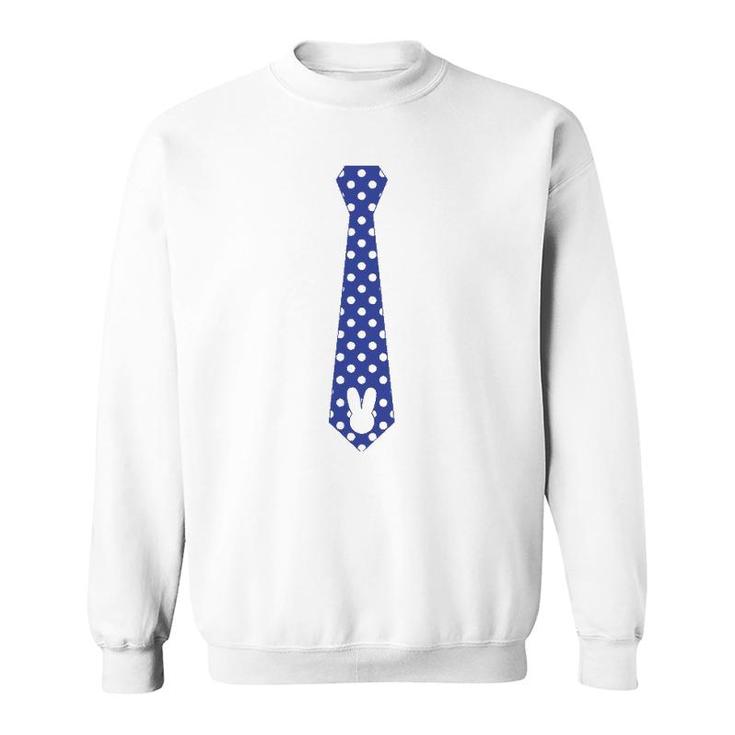 Easter Bunny Rabbit Boys Tie  Blue With White Dots Sweatshirt