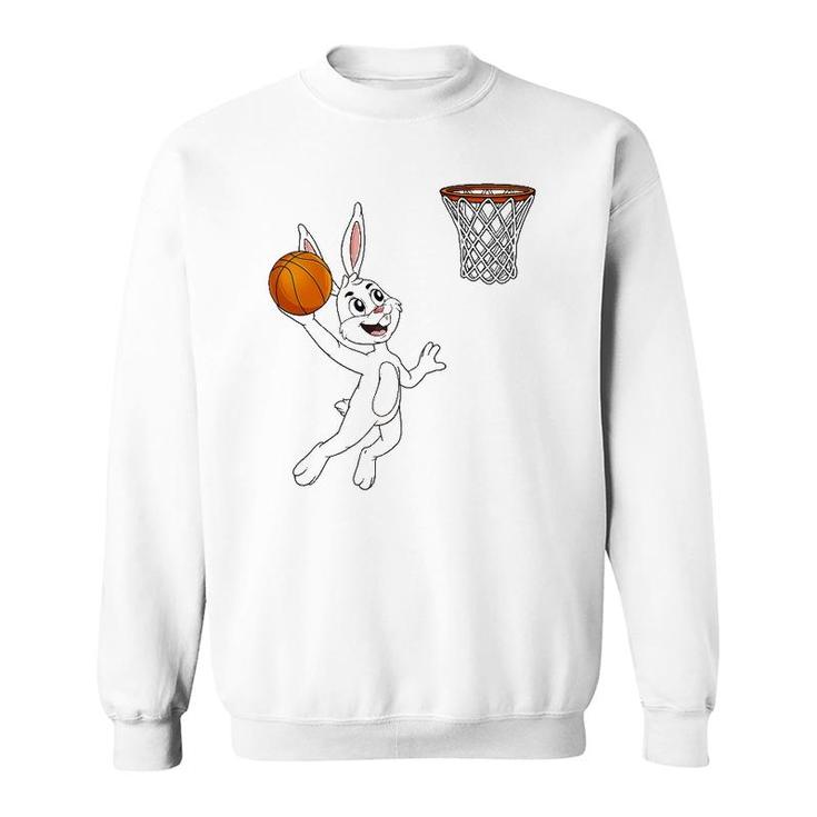 Easter Day Rabbit Dunking A Basketball Funny Boys Girls Kids Sweatshirt