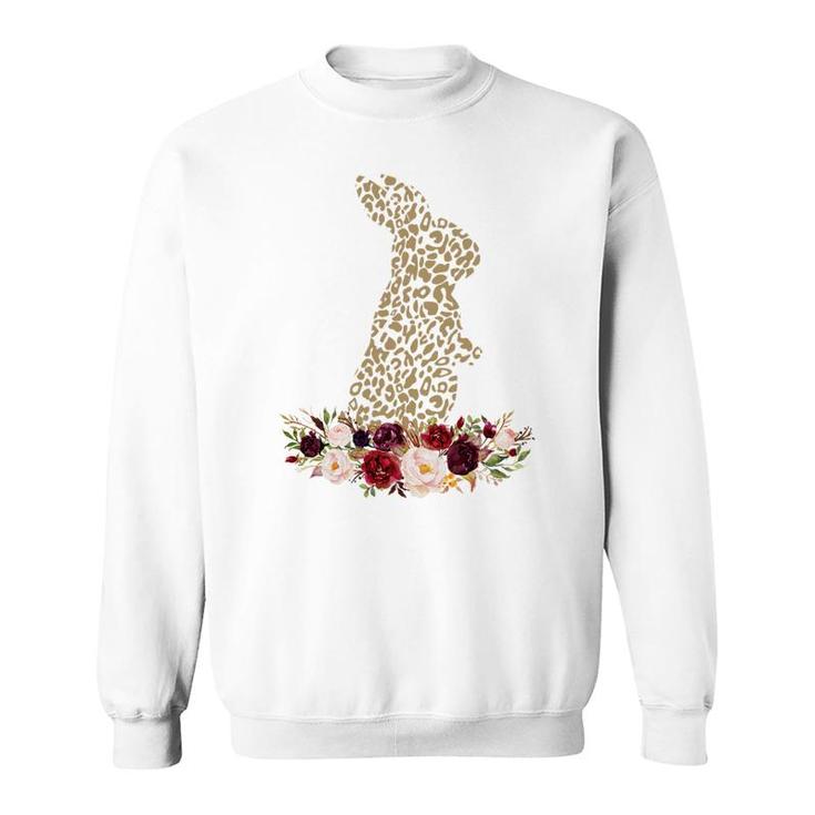 Easter Leopard Floral Bunny Funny Sweatshirt