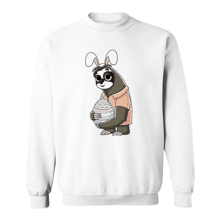 Easter Sloth  Easter Bunny Ears Rabbit Sloth Easter Egg Sweatshirt