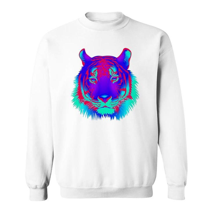 Edm Electronic Dance Techno Colorful Tiger Rave Sweatshirt