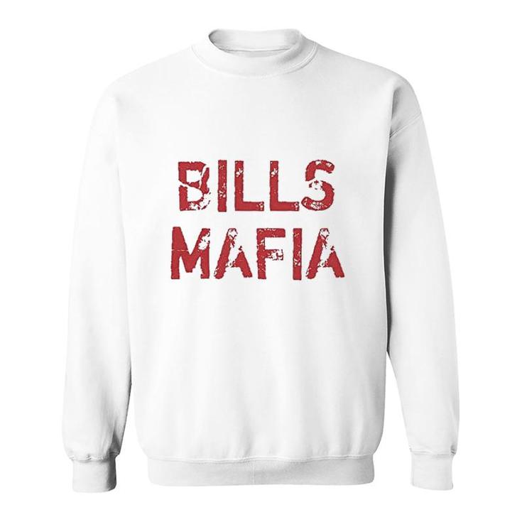 Expression Distressed Bills Mafia Red Print Mens Sweatshirt