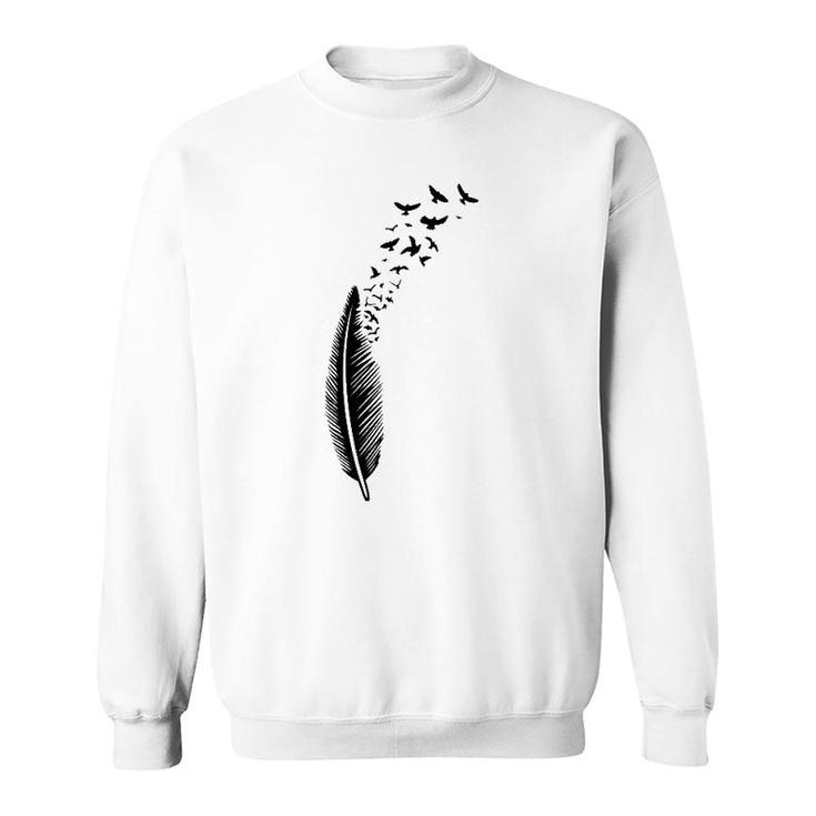 Feather With Swarm Of Birds Symbol Of Freedom Animal Sweatshirt