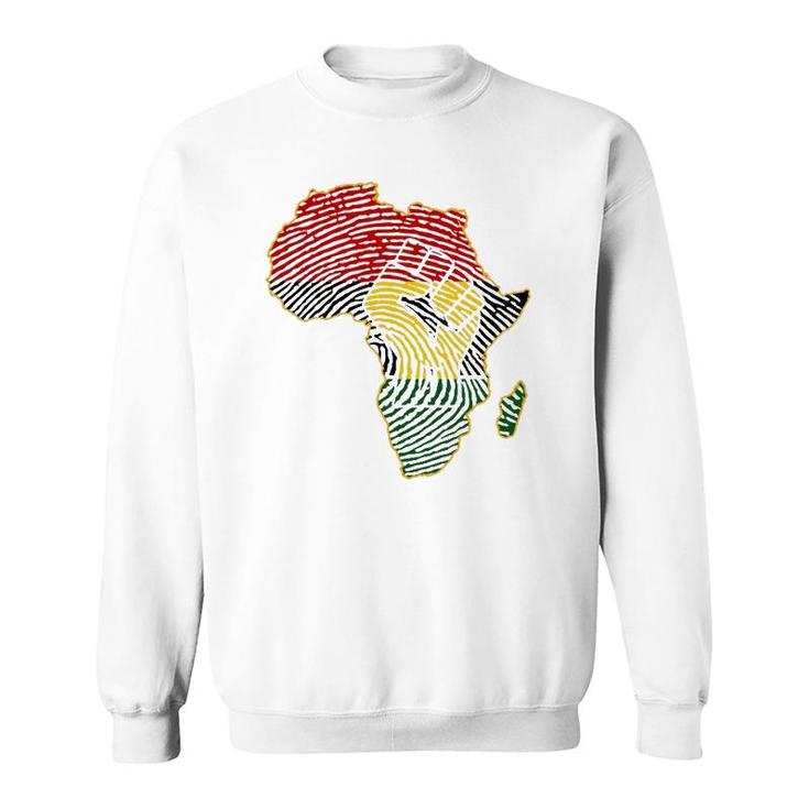 Fist Africa Map African Flag Fingerprint Black History Month Sweatshirt