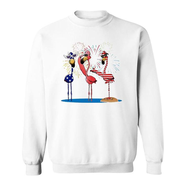 Flamingo American Flag Shadow The 4Th July 2021 Funny Sweatshirt