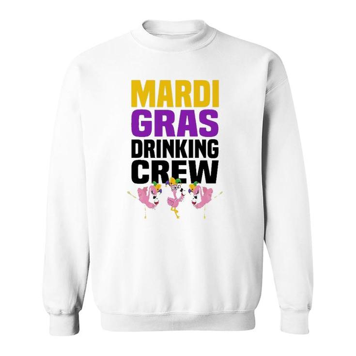 Flamingo Jester Hat Wine Glass Mardi Gras Drinking Crew Sweatshirt