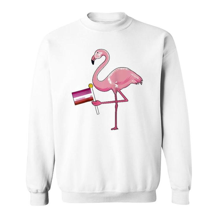 Flamingo Lesbian Flag Cute Lgbt Rainbow Gay Pride Gift Raglan Baseball Tee Sweatshirt