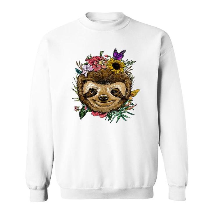 Floral Sloth Spring Nature Lovers Sweatshirt