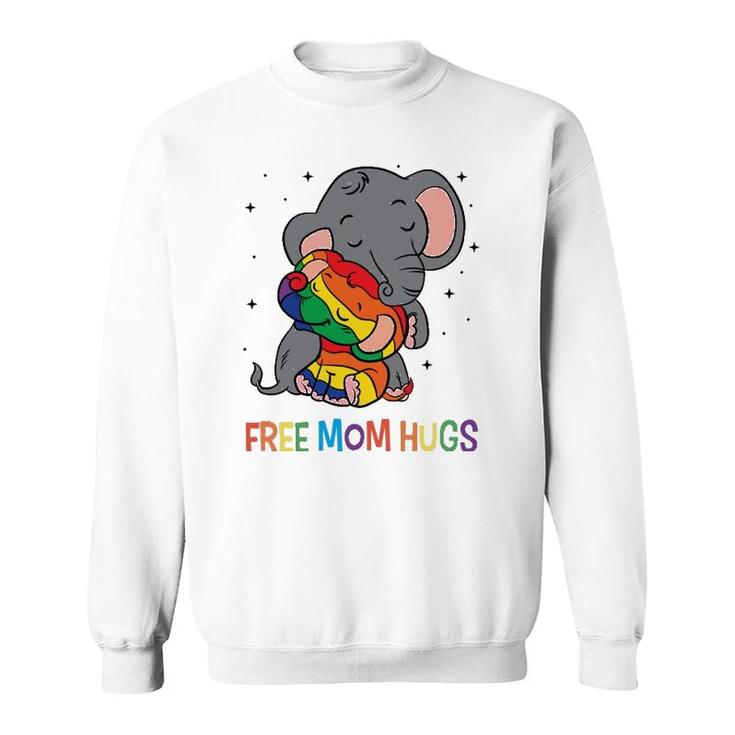 Free Mom Hugs Lgbt Mother Elephant Rainbow Womens Sweatshirt