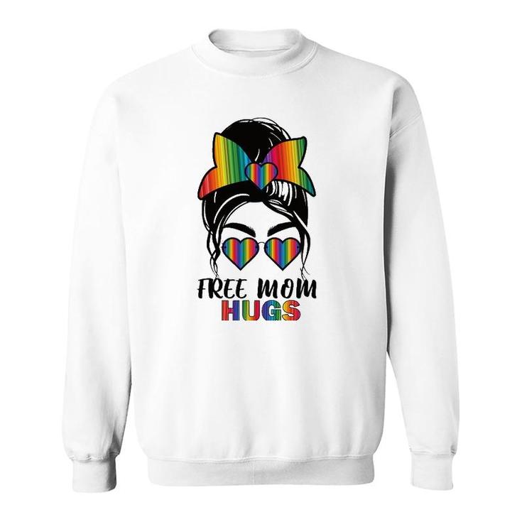 Free Mom Hugs Messy Bun Pride Sweatshirt