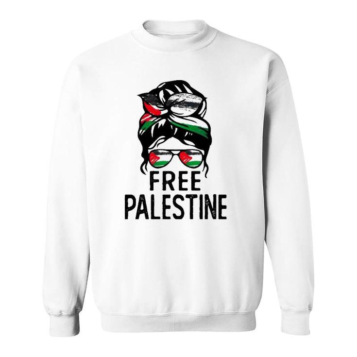 Free Palestine Free Gaza Messy Bun Mother's Day Gift Sweatshirt