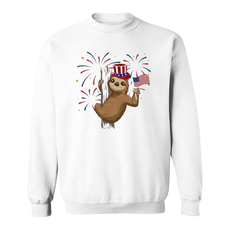 Funny 4Th Of July Sloth With American Flag Patriotic Sweatshirt