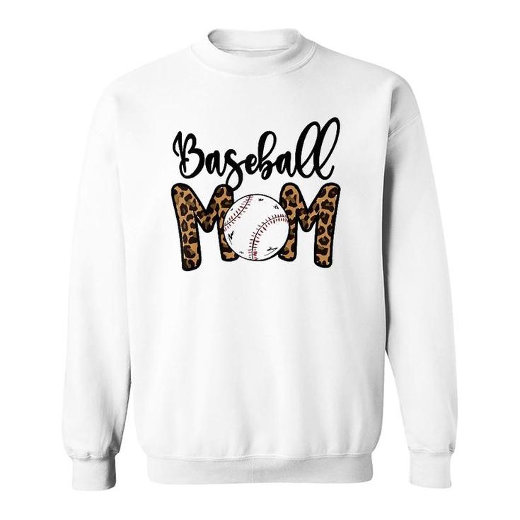 Funny Baseball Mom Leopard Print Softball Mom Mother's Day  Sweatshirt