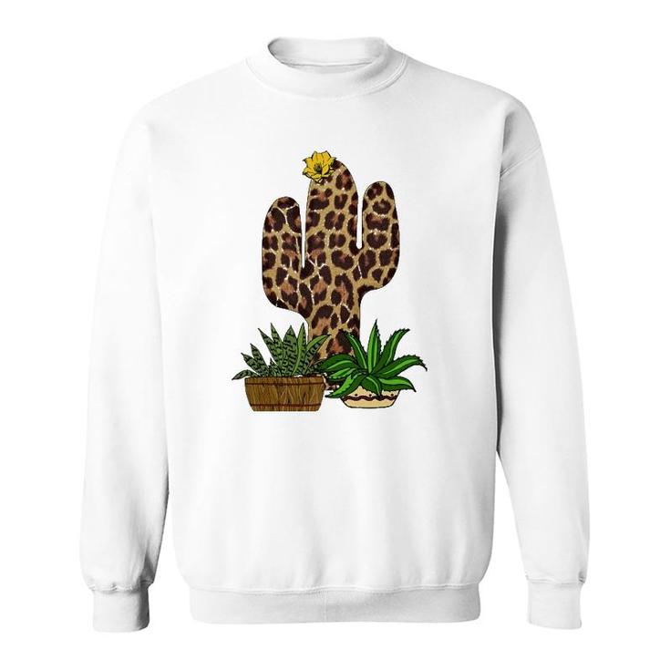 Funny Cactus  Leopard Print Succulent Plant Lover Gift Sweatshirt