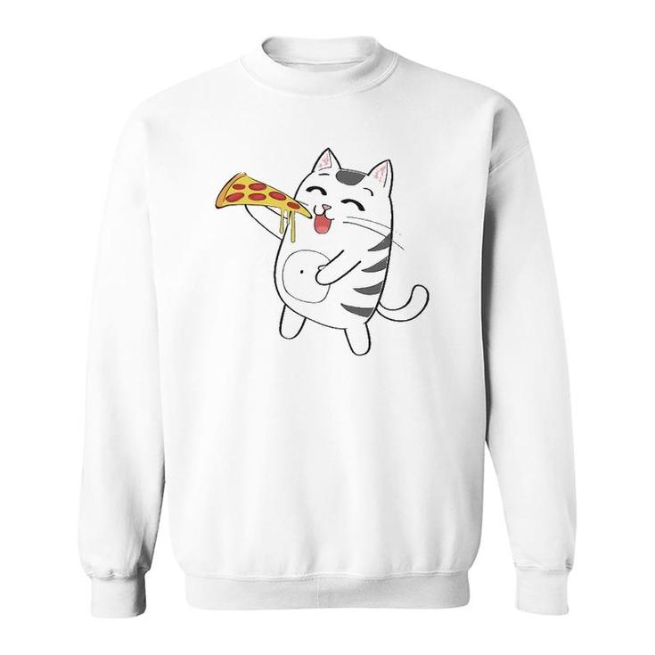 Funny Cute Cat Eating Pizza Cat Pizza Lovers Gift Sweatshirt