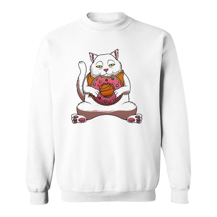 Funny Donut Cat Design For Kids Men Women Doughnut Foodie Sweatshirt