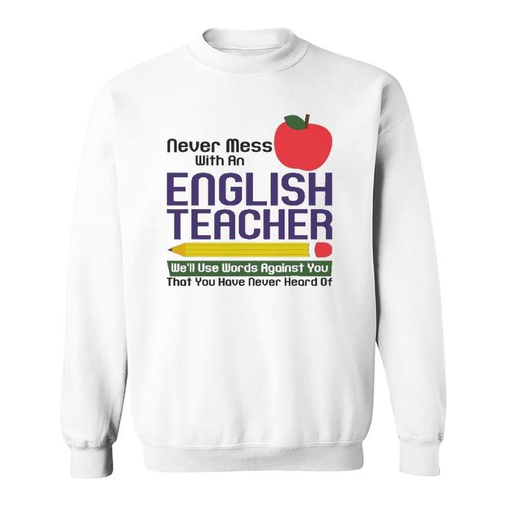 Funny English Teacher Humor Reading Books Vocabulary Grammar Sweatshirt