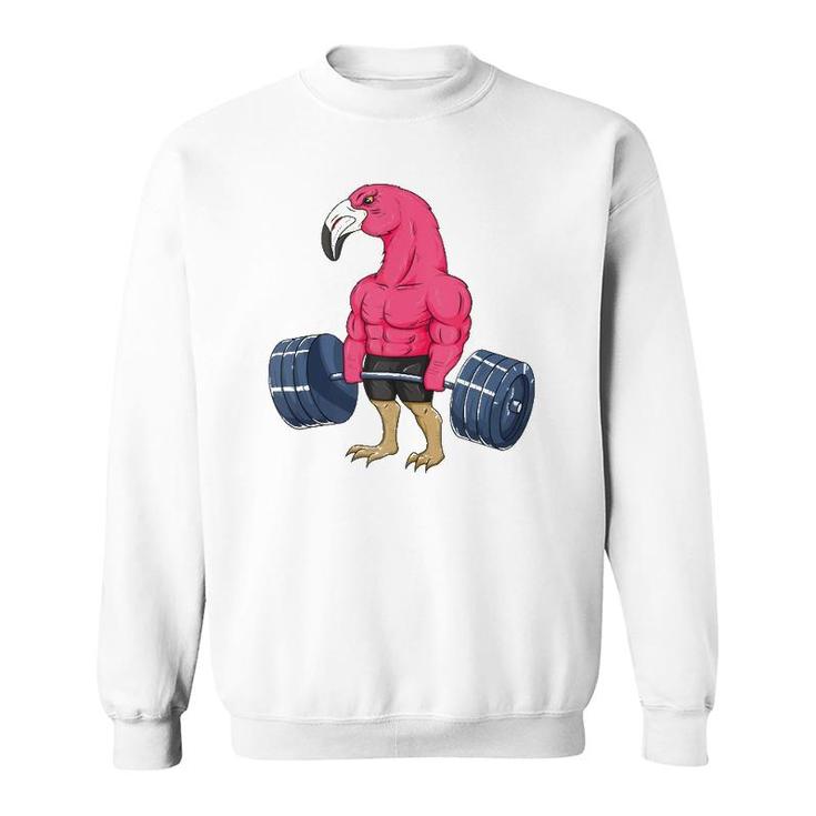 Funny Flamingo Weightlifting Bodybuilder Muscle Fitness  Sweatshirt