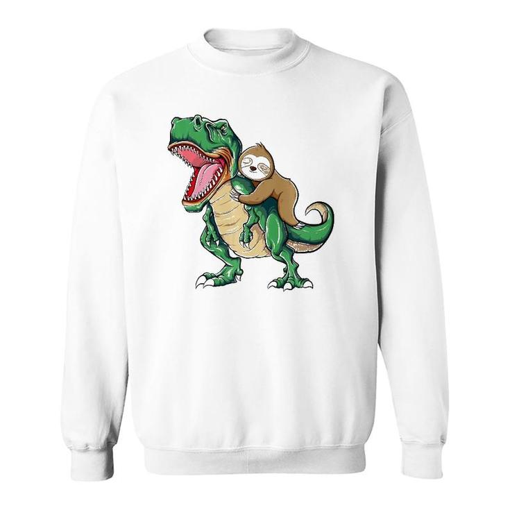 Funny Sloth Riding Arex Dinosaur  Sweatshirt