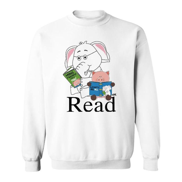 Funny Teacher Library Read Book Club Piggie Elephant Pigeons Sweatshirt