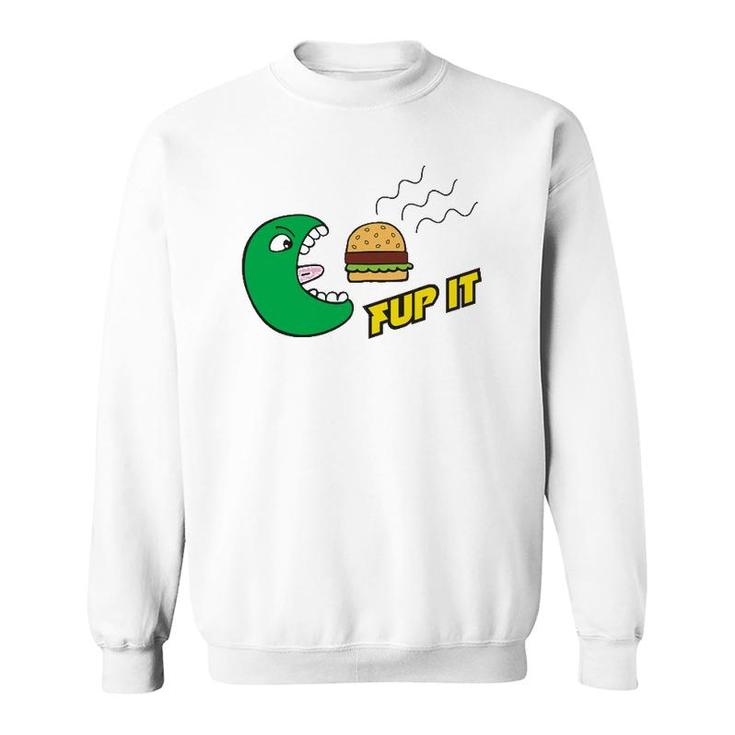 Fup It Cheeseburger Monster Cartoon Sweatshirt