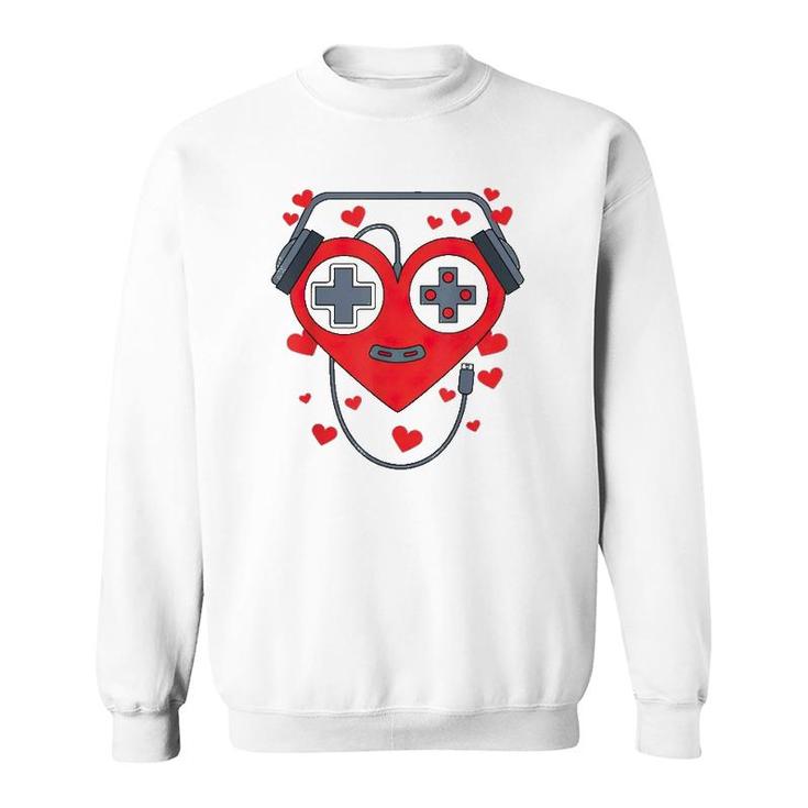 Gamer Heart Gift Game Lover Men Kids Boys Valentine's Day Gift Sweatshirt