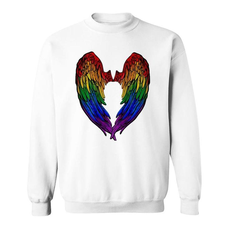 Gay Pride Month Rainbow Angels Wings Back Design Sweatshirt