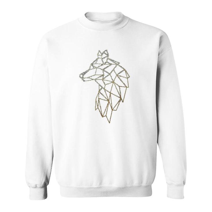 Geometric Abstract Gold Wolf Polygonal Sweatshirt