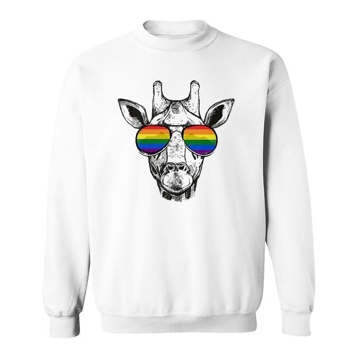 Giraffe Gay Pride Flag Sunglasses Lgbtq Gift  Sweatshirt