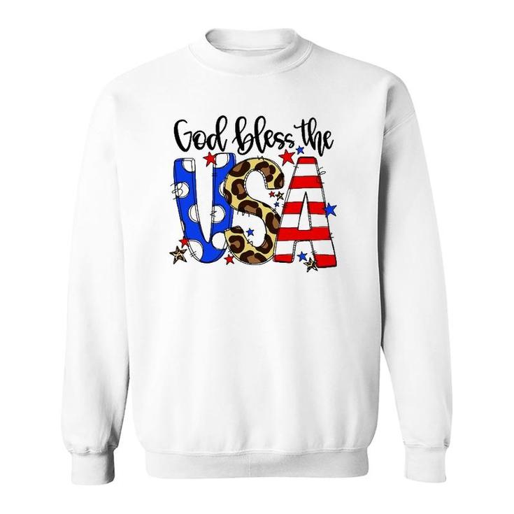 God Bless The Usa 4Th Of July Leopard Sweatshirt