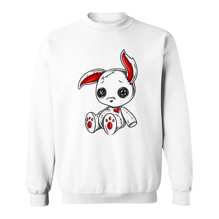 Goth Bunny Cute Gothic White Bunny Red Heart Sweatshirt