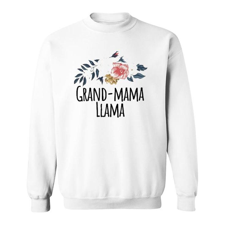Grand-Mama Llama Funny Floral Flowers Gift  Sweatshirt