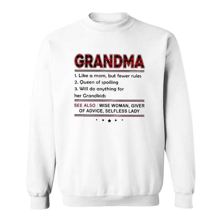 Grandma Definition Like A Mom But Fewer Rules Red Plaid Print Sweatshirt