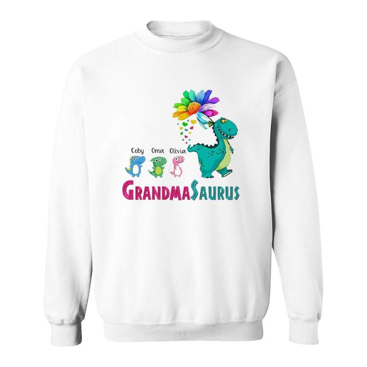 Grandmasarus Dinosaur Trex Grandmother Coby Oma Olivia Sunflower Sweatshirt