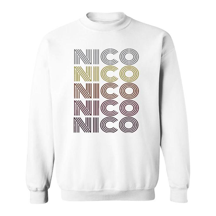 Graphic Tee First Name Nico Retro Pattern Vintage Style Sweatshirt