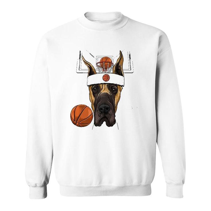 Great Dane Basketball Dog Lovers Basketball Player  Sweatshirt
