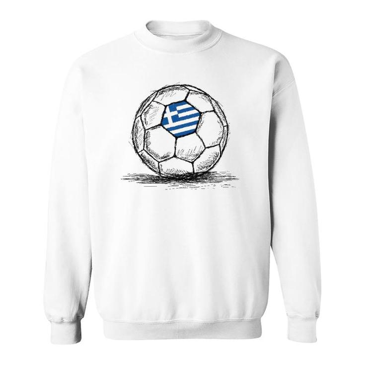 Greece Greek Flag Design On Soccer Ball Artsy Football Sweatshirt