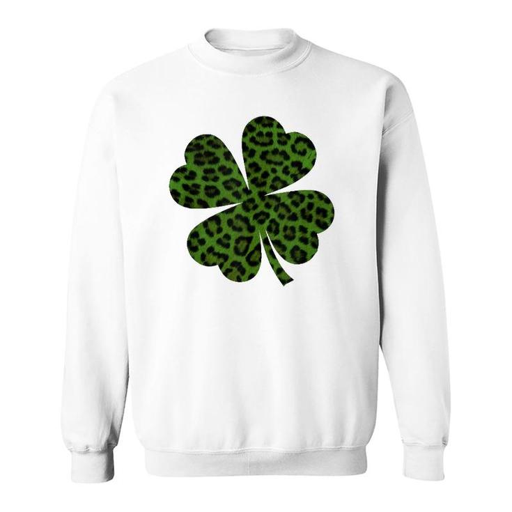 Green Leopard Shamrock Funny Irish Clover St Patrick's Day Tank Top Sweatshirt