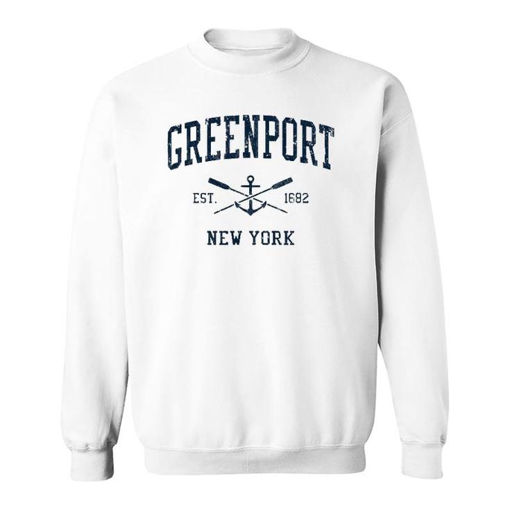 Greenport Ny Vintage Navy Crossed Oars & Boat Anchor Sweatshirt
