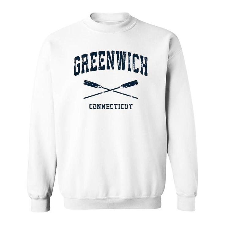 Greenwich Connecticut Vintage Nautical Crossed Oars Navy Sweatshirt