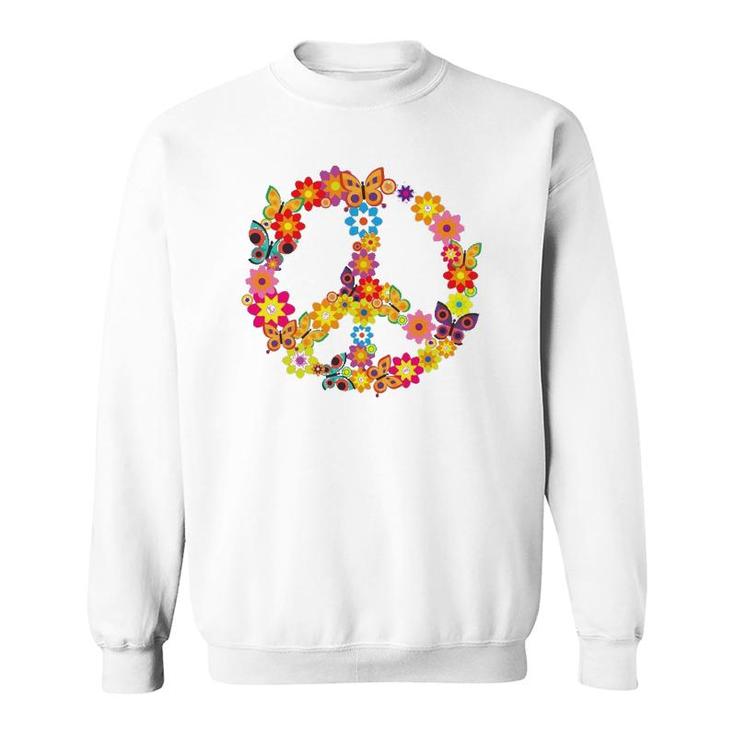 Groovy 70'S Butterfly Peace Symbol Retro Costume Party Sweatshirt